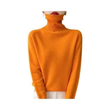 Imagem de Hoodie Feminino 100% Lã Merino, Manga Longa, Gola Alta, Top Quente Em 