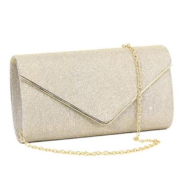 Imagem de Naimo Bolsa feminina de lantejoulas para noite e festa de casamento, Brilho dourado, One Size