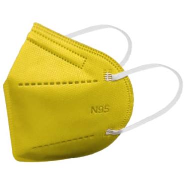 Imagem de Máscaras KN95 Verde-Água, Amarelo, Vermelha, Rosa, Lilás, Preta, Cinza Lisa Adulta - Kit de 10 Unidades - FPP2 PFF2 - Filtragem > 95% - SOS Mascaras (Amarelo)