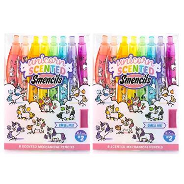 Imagem de Lápis mecânicos (pacote com 2) - Lapiseira perfumada gourmet patenteada, 8 unidades, ponta média (0,7 mm) (unicórnio)