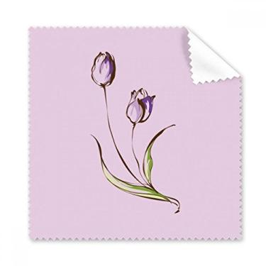 Imagem de Pano de limpeza de tulipa vegetal roxo flor para limpeza de tela de telefone, 5 peças