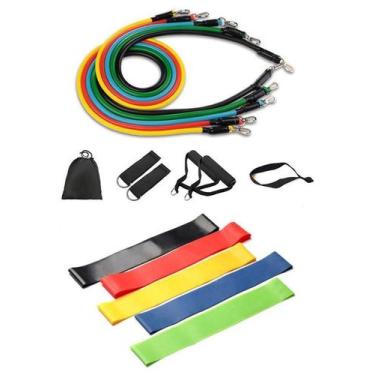 Imagem de Kit 11 Peças + 5 Mini Bands Ruber Faixa Elástica Malhar Casa - Slu Fit