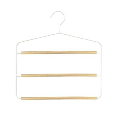 Imagem de Cabide De Metal Triplo C/ Barras De Madeira Brc Oikos – 3Pçs