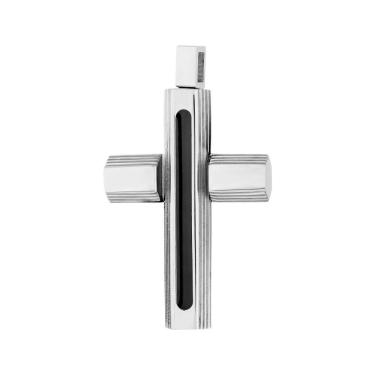 Imagem de Pingente Aço Cruz Trabalhada Resina 38x22mm