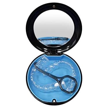 Imagem de MERIGLARE Estojo de Retenção de Viagem com Proteção de Protetor Bucal de Espelho com Orifícios de Ventilação, Preto