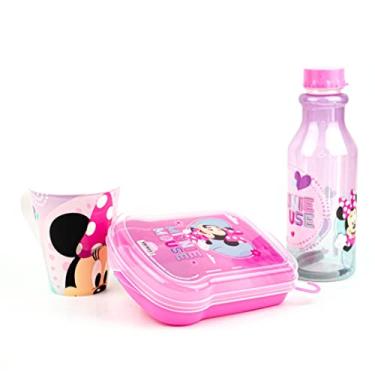 Imagem de Kit Garrafinha Infantil 500ml Retrô, Caneca Infantil 360ml e Sanduicheira infantil Plasútil COR:Minnie Rosa