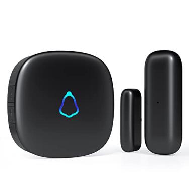 Imagem de Campainha de porta, alarme de sensor de contato aberto de porta sem fio METAK com alcance de 500 pés, 58 campainhas e 5 níveis de volume para negócios/loja/casa/escritório ao entrar, 1 transmissor + 1 receptor plug-in