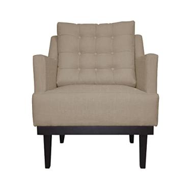 Imagem de Poltrona Decorativa Stefanie Com Base Madeira Tabaco Suede Capuccino - DS Estofados