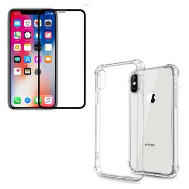 Imagem de Kit Capa Antishock + Película Vidro 3D Compatível iPhone X 5.8"