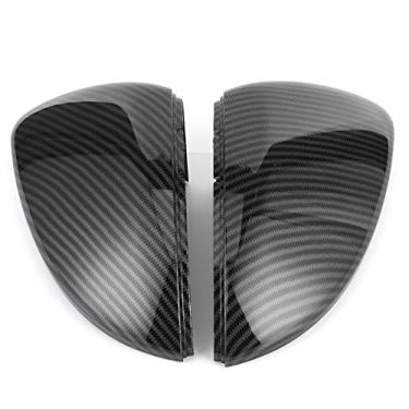 Imagem de Senyar Capa para espelho retrovisor, capa de acabamento de espelho retrovisor ABS estilo fibra de carbono espelhos externos automotivos tampas decorativas apto para MK7 2014-2018