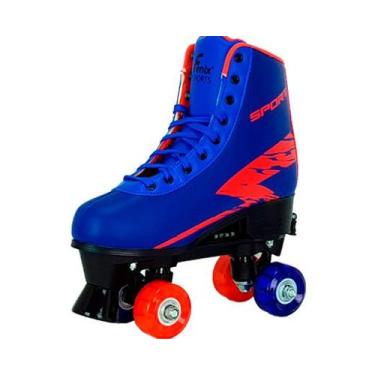 Imagem de Patins Roller Skate Azul E Vermelho C/04 Rodas (35-38) - Fenix