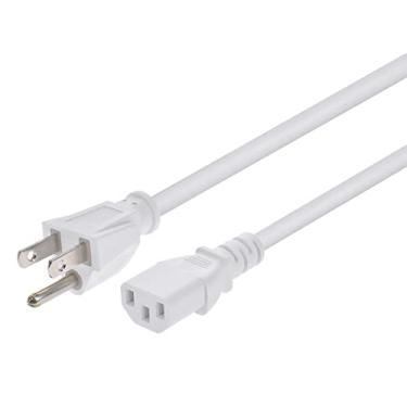 Imagem de Monoprice Cabo de alimentação - 3 pés - branco | NEMA 5-15P para IEC 60320 C13, 14AWG, 15A, 3 pinos, para PC, adaptador AC, laptop, monitor, projetor