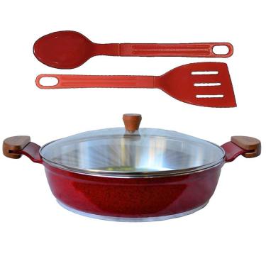 Imagem de Frigideira Vermelho Alumínio Fundido Usinado Talher03 AM30cm