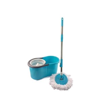 Imagem de Mop 360 Com Esfregão Mágico Giratório Cabo Em Aço Inox Retrátil Balde Spin Centrifuga 6 Litros