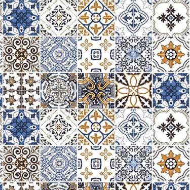 Imagem de Papel de Parede Adesivo para Cozinha e Banheiro – Estilo Azulejo Portugues Vinil Autocolante Lavável, Rolo com 1 Metro x 50cm para Decoração Prática