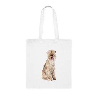 Imagem de Sacola para cães Lakeland Terrier, presente para cachorro Lakeland Terrier, aniversário de cachorro Lakeland Terrier bolsa de ombro para cachorro Lakeland Terrier, bolsa reutilizável para cães Lakeland Terrier, Branco