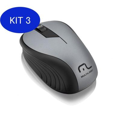 Imagem de Kit 3 Mouse Óptico Com Fio Emborrachado Cinza e Preto Multilaser
