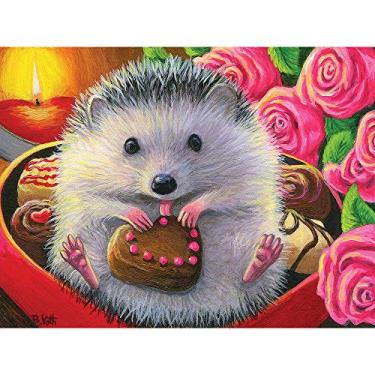Imagem de Bits and Pieces - Quebra-cabeça de 500 peças para adultos 45,72 x 60,96 cm - Doces dos Namorados - 500 peças de chocolate de ouriço vela rosas rosa flor animal amor coração bonito quebra-cabeça da artista Bridget Voth