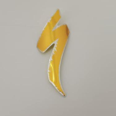Imagem de Gepinke Lightning S-Works Adesivo de metal para bicicleta com emblema de bicicleta de liga de alumínio macio para sinalização especificação BMX etiqueta criativa acessórios de bicicleta (dourado)