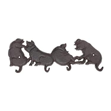 Imagem de KIZQYN Ganchos de casaco Rack de casaco de ferro fundido criativo gancho de pendurar montado na parede gancho para pendurar para casa (29,40 x 12,92 x 0,79 polegadas) cabide de parede