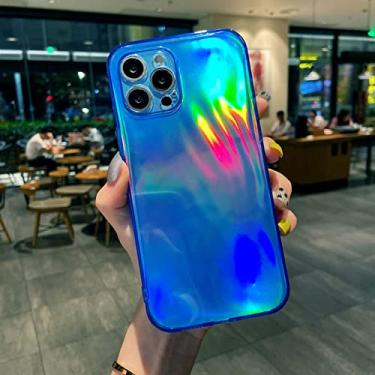Imagem de Estojo quadrado de cor fluorescente de néon laser para iphone 13 11 12 pro max xr xs x 6s 7 8 plus se2 mini capa macia de borracha brilhante, azul marinho, para iphone 13pro max