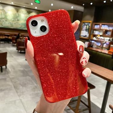 Imagem de Capa de telefone de luxo 3 em 1 brilhante brilhante para iphone 14 13 11 12 pro max xr xs max x 6s 7 8 plus se 3 mini capa brilhante macia, vermelha, para iphone 13