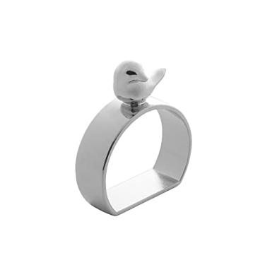 Imagem de Conjunto 4 Anéis para Guardanapos de Zinco Bird Prata 6cm x 2cm x 4cm - Wolff