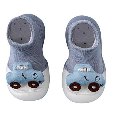 Imagem de Meias de chão para bebês pequenas, sola macia, antiderrapante, estampa de desenho animado, sapatos casuais para bebês recém-nascidos, A, 18-24 meses
