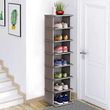 Imagem de KANAV Sapateira de 8 níveis – Organizador de prateleira vertical estreita para sapatos, resistente, economiza espaço – Sapateira alta e estreita para corredor de armário de entrada