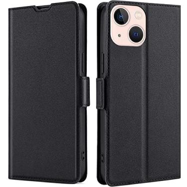 Imagem de CYSUE Capa flip para iPhone 14/14 Plus/14 Pro/14 Pro Max, capa de telefone de couro durável com suporte de cartão fecho magnético capa protetora à prova de choque (cor: preto, tamanho: 14)