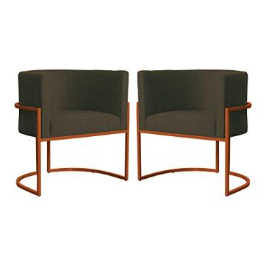 Imagem de Kit 02 Poltronas Decorativa Luana Base Bronze Suede Cores - DS Estofados