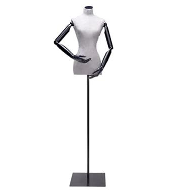 Imagem de Female Mannequin Torso Torso de manequim de busto feminino em forma de vestido, manequins de exibição de roupas com braços de madeira, shopping/loja de roupas/armário de exibição/modelo de busto femin