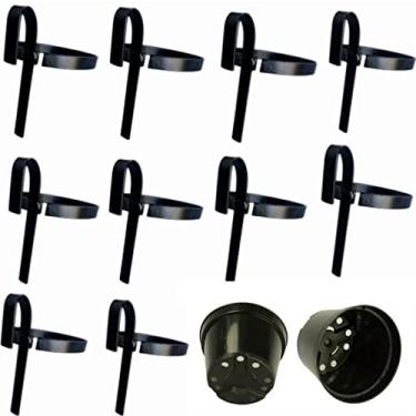 Imagem de Kit 10 Suportes De Vaso para Flores jardim Vertical pallet treliça + 10 vasos pláticos