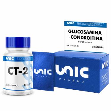 Imagem de Ct-2 ( Colágeno Tipo 2) 40mg 30Caps + Glucosamina com Condroitina - Sabor laranja 30 Sachês