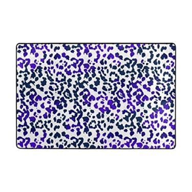 Imagem de My Little Nest Tapete de área com estampa de leopardo roxo azul capacho leve 1,2 m x 1,8 m, esponja de memória para ambientes internos e externos para entrada, sala de estar, quarto, escritório, cozinha, corredor