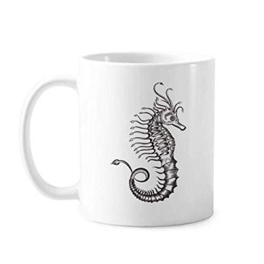 Imagem de Caneca de cerâmica com ilustração da vida marinha do hipocampo xícara de porcelana de café