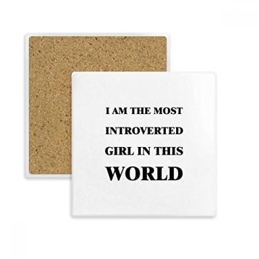 Imagem de Porta-copos quadrado I Am The Introverted Girl tapete para caneca subplaca suporte isolante pedra