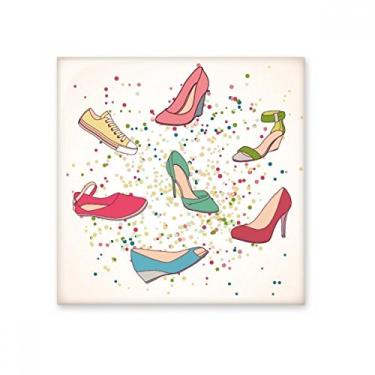 Imagem de Desenhos coloridos de salto alto padrão de sapatos de cerâmica azulejo brilhante decalque pedra adornada tijolo