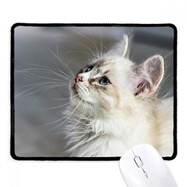 Imagem de White Pet Cat Animal Profile Cute Stare Mousepad Tapete de borracha para jogos