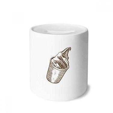 Imagem de DIYthinker Porta-moedas de cerâmica marrom para esboço de sorvete caixa de dinheiro porta-moedas presente de cofrinho