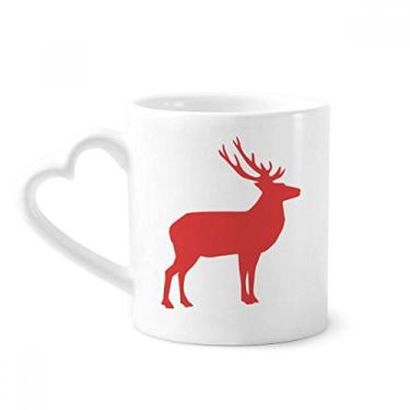Imagem de Caneca de cerâmica de grão de madeira vermelha de cervo, copo de coração de vidro