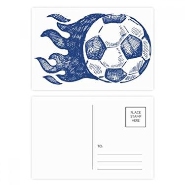 Imagem de Jogo de cartão postal de futebol americano com estampa azul chama, cartão de felicitações de aniversário