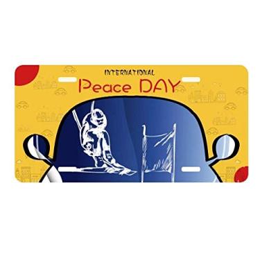 Imagem de DIYthinker Placa de carro com estampa de esquis de esportes de inverno para decoração de carro Dia da Paz