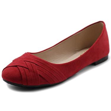 Imagem de Ollio Sapatilha feminina de balé fofa casual confortável plana, Vermelho, 8