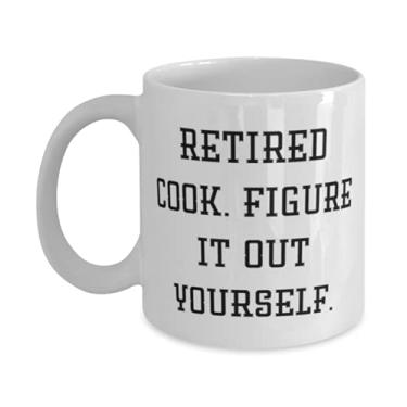 Imagem de Retired Cook. Descubra você mesmo. Caneca de 325 ml, presente de cozinheiro da Boss, copo sarcástico para amigos