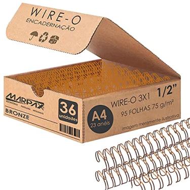 Imagem de Wire-o para Encadernação 3x1 A4 Bronze 1/2 para 95 fls 36un