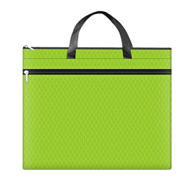 Imagem de NALEINING Bolsa de documentos de tecido Oxford, design com zíper, impermeável, bolsa de armazenamento portátil para desenho de esboço A3, 44 cm x 34 cm (03 verde)