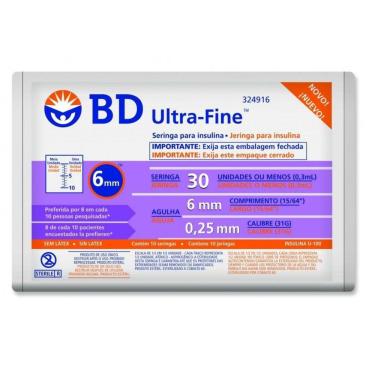 Imagem de Seringa para Insulina Bd Ultra-Fine Ii 100U 6Mm 10 Unidades