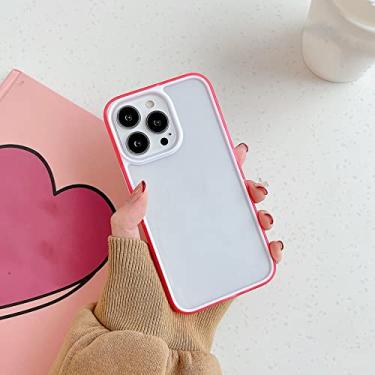 Imagem de Capa de moldura colorida neon transparente para iPhone 14 13 12 Mini 11 Pro Max X XR XS 7 8 Plus Silicone Bumper Clear Cover, Rose Frame, para iPhone 13