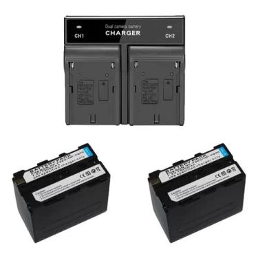Imagem de 2 bateria Para Filmadora Camera Led Np-f970+carregador Duplo